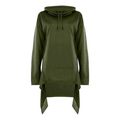 

Irregular Hem Hooded Tops Women Casual Coat Heap Collar Daily Sweatshirt