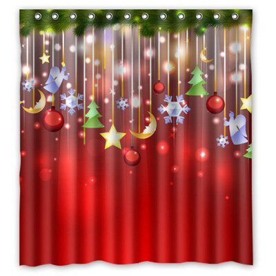 

Gobestart Custom Merry Christmas Fabric Waterproof Bathroom Shower Curtain 66 x 72