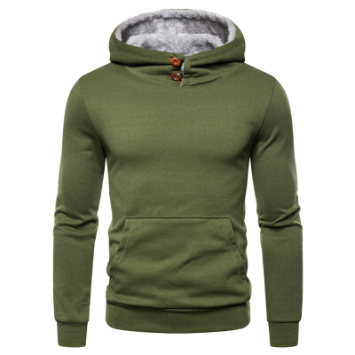 

Toponeto Men Autum Winter Long Sleeve Hooded Sweatshirt Solid Color Outwear Tops Blouse