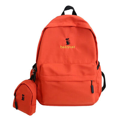 

2pcsset Cute Cat Print School Bags Women Nylon Travel Backpacks Clutch