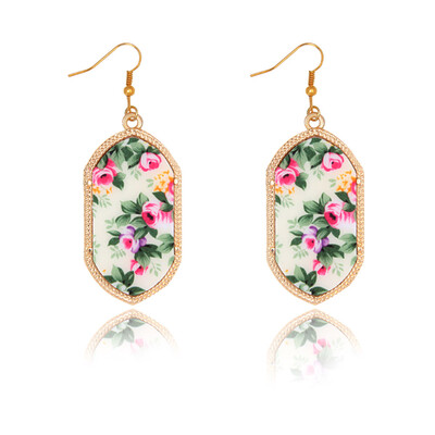 

Retro Vintage Elegant Fashion Geometry Acrylic Earrings Long Earrings Women Gifts For Friend Rose Print Acrylic Earrings