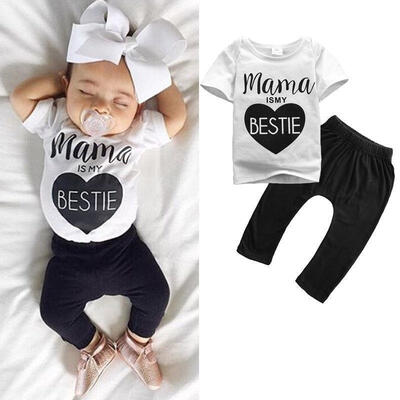 

Mamas Infant Newborn Baby Boys Girls Clothes T-shirt Pants Outfits 2PCS Set 0-24