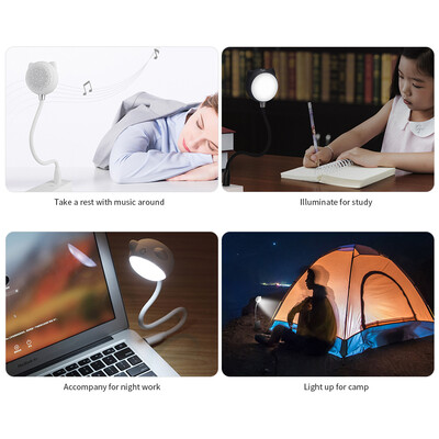 

BT Music Lamp Warm&White Light Lamp USB Eye-caring Booklight Wireless Music Loudspeaker for Study Camp Laptop Use Green