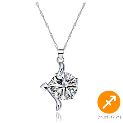 

Constellations Necklace Rhinestone Pendant With Zircon Crystal Diamond Necklace Gift For Women Girls Style