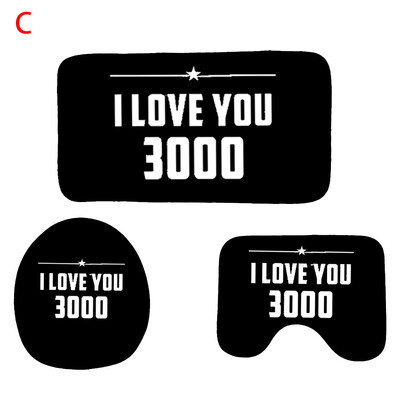 

Gobestart 3Pcs I love You Three Thousand Times Non-Slip Bath Mat Bathroom Kitchen Carpet Doormats Decor