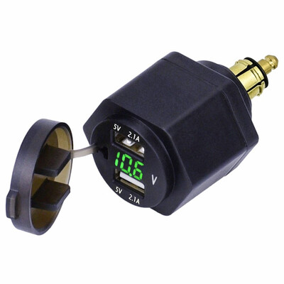 

Motorcycle Dual USB Charger for DIN Hella Socket USB 42A Voltmeter Voltage for EU BMW Motorcycles Input 12-24V