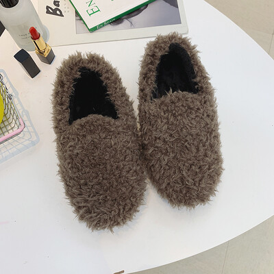 

Hairy shoes autumn&winter Korean version flat shoes flat soles velvet warm students bean shoes beans beans