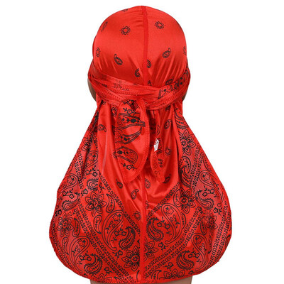 

7 Colors Unisex Women Men Silky Durags Long Tail Satin Pirate Hat Summer Breathable Head Scarf