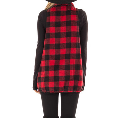 

Toponeto Womens Casual Sleeveless Lapel Open Front Jacket Plaid Vest Cardigan Coat