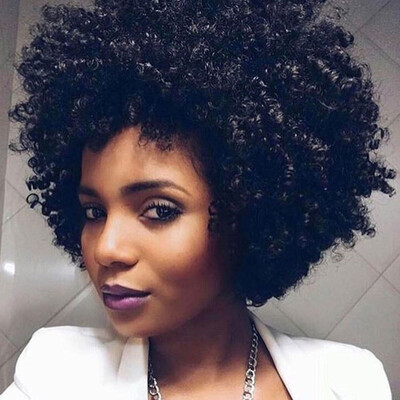 

〖Follure〗Hort Afro Curly Mix Hair Wig with Bangs Synthetic New Arrival Cheap Wigs