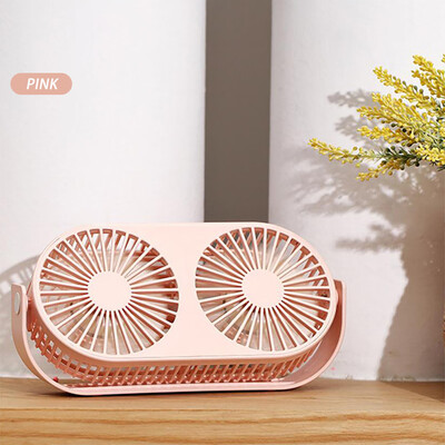 

Gobestart Mini Fan Double Head Portable 360 Rotation Car Desktop Cooling USB Charging