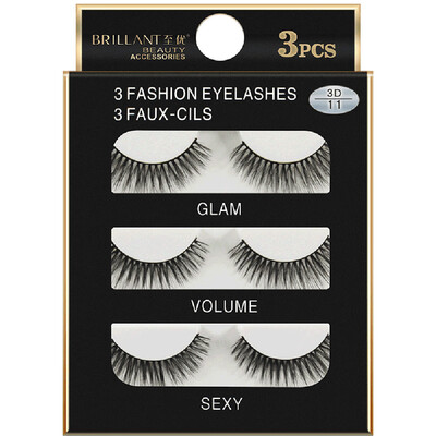 

Gobestart 3 Pairs 3D Long False Eyelashes Makeup Natural Fake Thick Black Eye Lashes