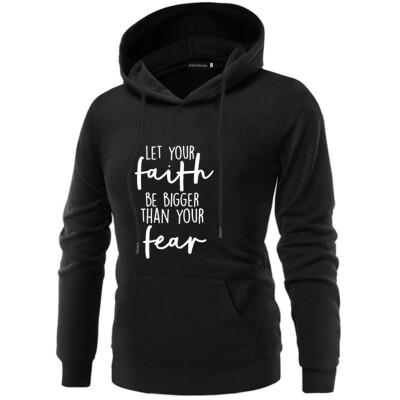 

2019 Fashion Women Casual Hoodie Let Your Faith Be Bigger Than Your Fear Letter Printed Hooded Sweatshirt