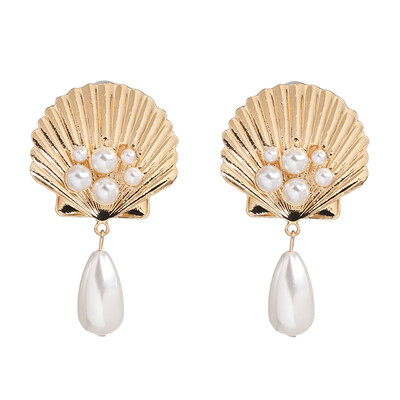 

Ethnic Women Simple Pearl Drop Earrings Summer Boho Jewelry Handmade Natural Sea Shell Earrings For Girls