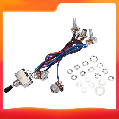 

Prewired Wiring Harness Kit for LP Electric Guitar 2T2V 500K Pots 3 Way Toggle Switch Wiring Harness with Jack for Dual Humbucker