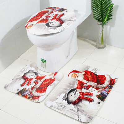 

Christmas Xmas Decoration Toilet Bathroom Anti-slip Mat Shower Curtain Ornaments