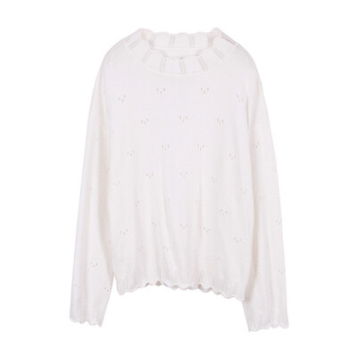 

New winter hollow-out core-spun yarn sweater knit a female