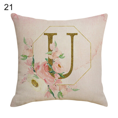 

Flower Letter Alphabet Pillow Case Cushion Cover Sofa Bed Car Cafe Office Decor