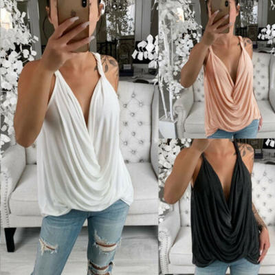 

USA Women Sexy Satin Silk V-Neck Lace Vest Camisole Crop Tank Tops Shirt Blouse