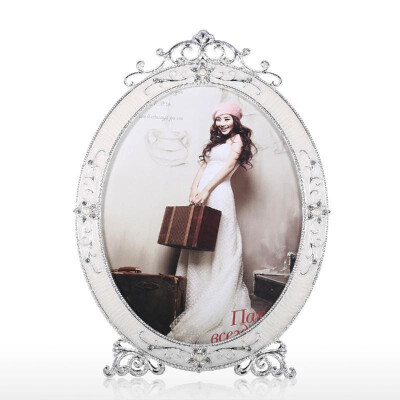 

Oval Picture Frame Metal Photo Frame Tabletop Display Home Wedding Photo Frame Anniversary for Family New Couple