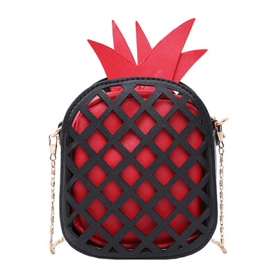 

Fashion Hollow Pineapple Women Faux Leather Zipper Small Crossbody Shoulder Bag