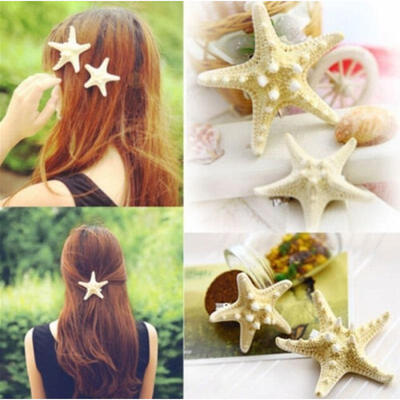 

1x Real Starfish Hair Clip Beach Wedding Bridal Sea Shell Pin Mermaid Boho Style