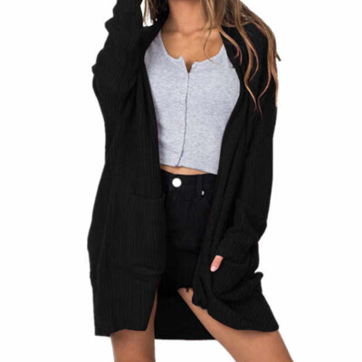 

Tailored Womens Fashionable Sweaters Loose Medium-Length Pocket Cardigans Blouses
