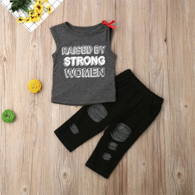 

Fashion Toddler Kid Baby Girl Top T-shirt Pants Denim Jeans Leggings 2Pcs Outfit
