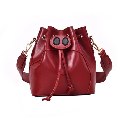 

Cartoon Pig Drawstring Faux Leather Bucket Bag Women Crossbody Shoulder Pouch