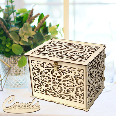 

Gobestart Wedding Card Box with Lock DIY Money Wooden Gift Boxes For Birthday Party