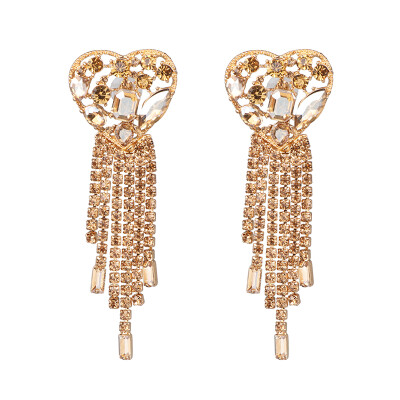

2019 Vintage Boho Statement Crystal Heart Drop Earrings Ethnic Antique Heart-shaped Jewelry Birdal Wedding Party Accessories