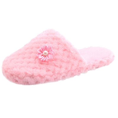 

Rose Women Warm Shoes Solid Slipper Indoors Anti-slip Winter House Shoes Flip Flops