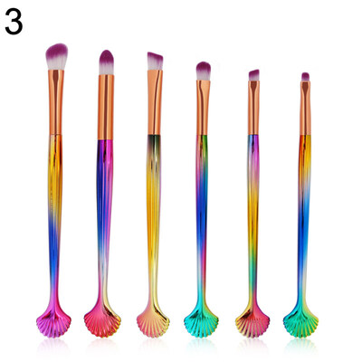 

6Pcs Plastic Portable Shell Nylon Cosmetics Eye Makeup Eyeshadow Brush Set