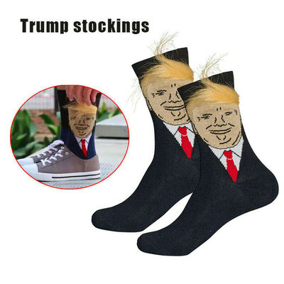 

1Pair Novelty President Donald Trump Socks 3D Fake Hair Crew Women Men Kids Sock