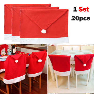 

〖Follure〗20PCS Santa Hat Chair Covers Christmas Decor Dinner Chair Xmas Cap Sets