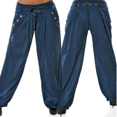 

Tailored Women Ladies Pocket Band Width Loose Leg Pants Womens Casual Pants
