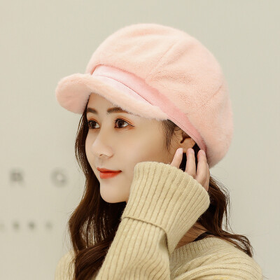 

2019 new ladies velvet duck tongue hat autumn&winter warm Korean version of the casual pure color fashion beret