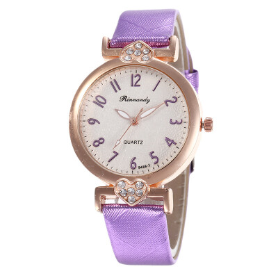 

Heart-shaped diamond fashion ladies leather digital watch student simple watch