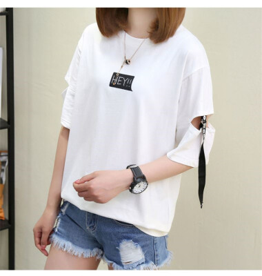 

SILVERCELL Women Hey Letter Printed T Shirts Fashion Casual Loose Chic T-shirt Flare Half Sleeve Tops