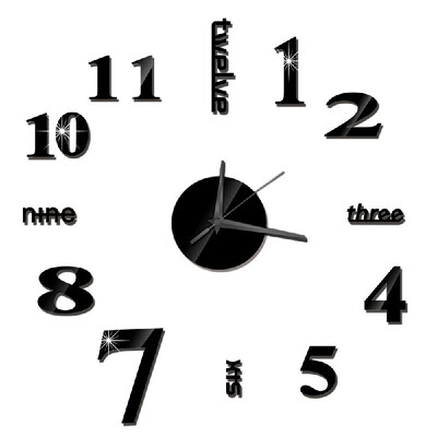 

DIY Wall Clock Frameless Mirror Wall Clock Large Mute Wall Stickers for Living Room Home Decorations