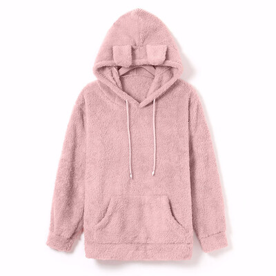 

Starmoon Women Autumn Coat Fleece PocketFly Cute Hooded Solid Color Sweatshirts
