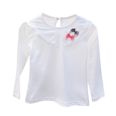 

Autumn Baby Girl T-Shirt Cute Bowknot Lace Design Long Sleeve T-Shirts Kids Tops Tees Casual Blouse