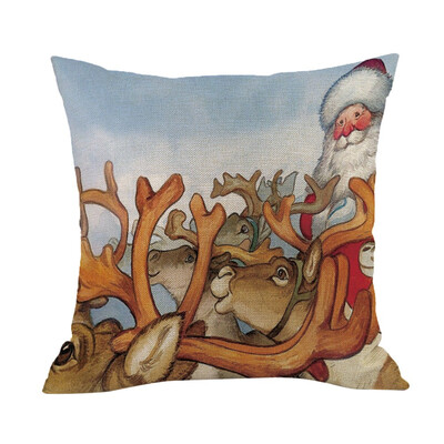 

Tailored Happy Christmas Pillow Cases Linen Sofa Cushion Cover Home Decor Pillow Core