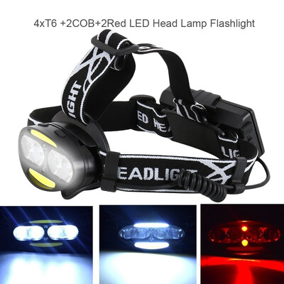 

Waterproof Headlight Lumen headlamp 4CREE XML-T62COBLED2 Red LED Head Lamp Flashlight Torch Lanterna with batteries
