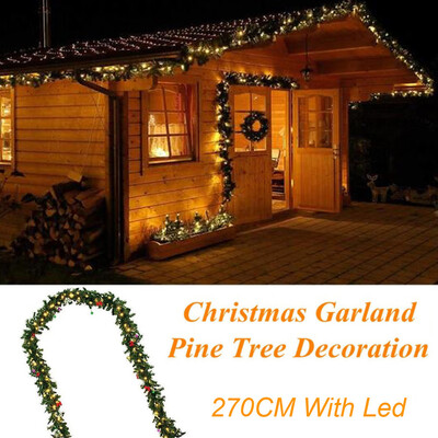 

LED 27M Christmas Decoration Ornaments Xmas Tree Garland Rattan Home Wall Pine
