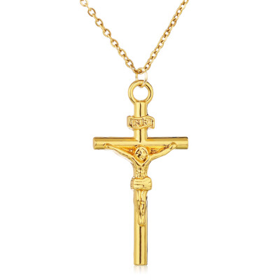 

New Gold Copper CZ Zircon Christian Crosses Pendant Necklace For Women Beautiful Fashion Chains Crucifix Dangle Choker Necklaces