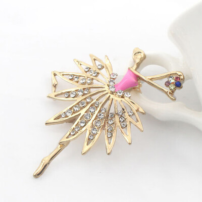 

Girls Fashion Trendy Charming Princess Brooch Crystal Rhinestone Brooches Pins Dress Decoration Jewelry Gift