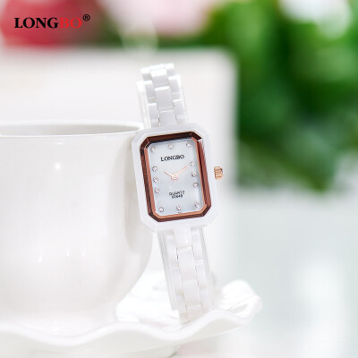 

High-grade square watch female waterproof white diamond Korean version of the true ceramic womens watch student 6084