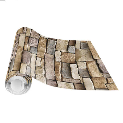 

〖Follure〗3D Wall Paper Brick Stone Rustic Effect Self-adhesive Wall Sticker Home Decor