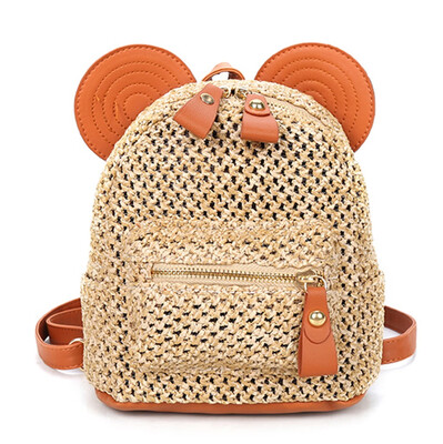 

Women Ladies Fashion Patchwork Straw Shoulder Handbag Backpack Casual Bags